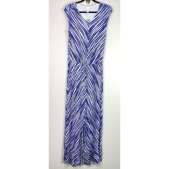 New Chico's V-Neck Striped Maxi Dress Women's Size Medium  (Chico's Size 1) - Picture 9 of 9